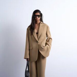 ASOS Topshop oversized slouchy blazer in taupe